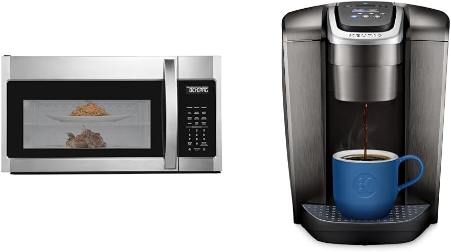 BLACK+DECKER 1000W Microwave & Keurig K-Elite 12oz Single-Serve Pod Coffee Maker