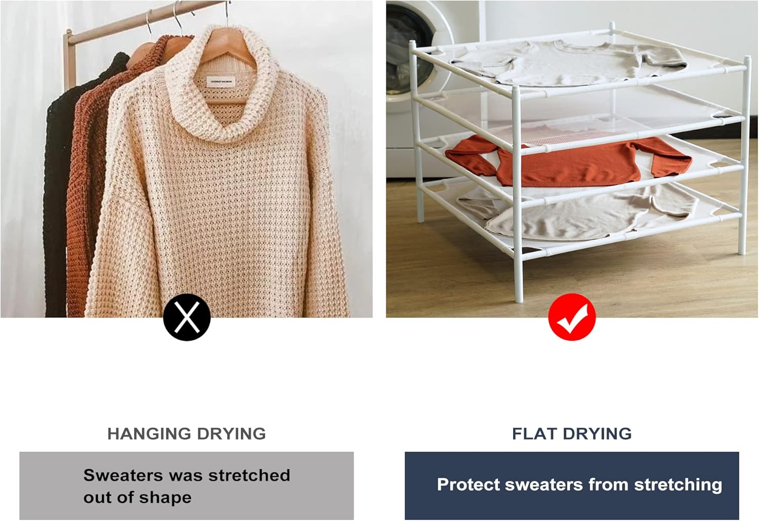 STO STO Sweater Drying Rack, 4-Pack Stackable Mesh Clothes Drying Rack, Laundry Drying Rack for Sweaters, Socks, Toys, White