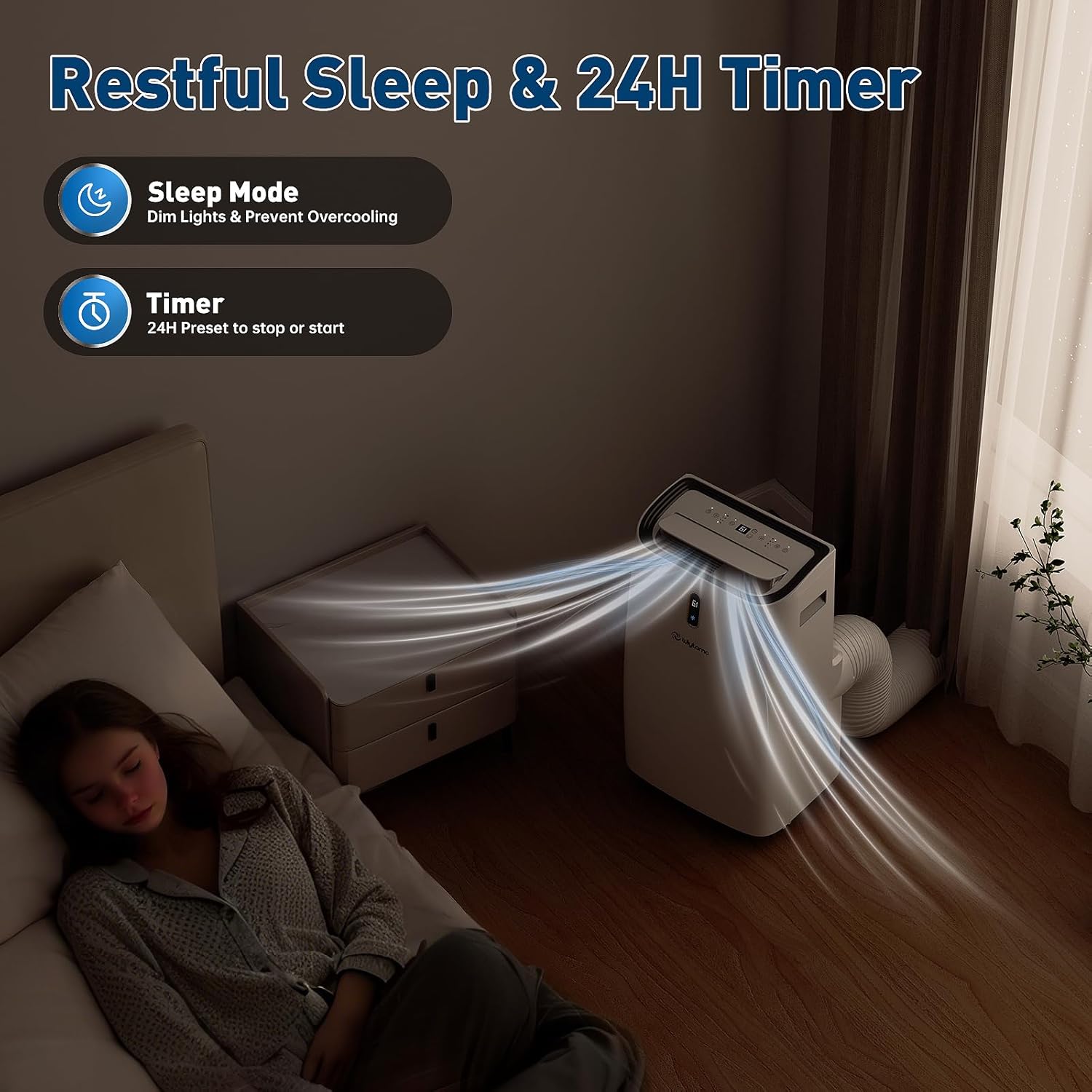 14,000 BTU Portable Air Conditioners Cool Up to 700 Sq.Ft, Portable AC Unit with WiFi & Remote/Sleep Mode/Auto Swing Fans, Cool, Heat, Dehumidifier & Fan 4 in 1 Air Conditioner for Room, Garage