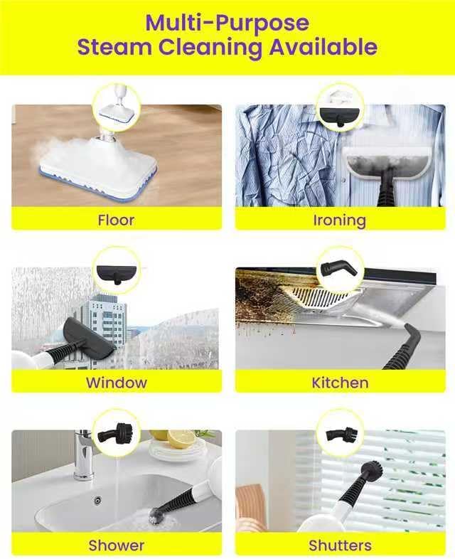 6 IN 1 Steam Mop for Floor Cleaning, Effortless Ergonomic Design Handheld Steam Cleaner, Floor Steamer for Hardwood and Tile, 1500W High Power, 16.4ft Cord, 400Ml XL Tank, 2 Washable Pad