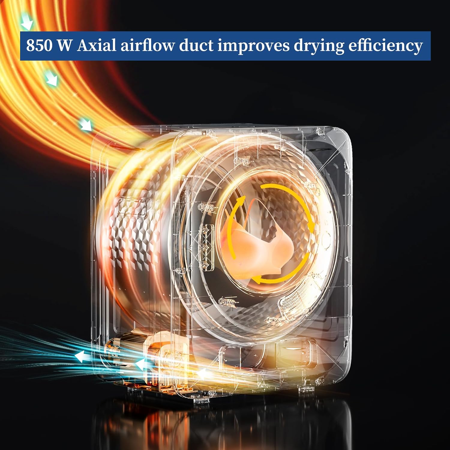 VCJ Portable Clothes Dryer for Apartment, 10lbs Compact Electric Laundry Dryer with Stainless Steel Tub, 1.5 cu.ft Suitable for Apartments, Dorm, RVS