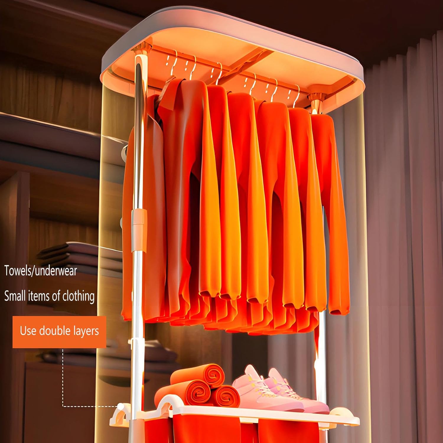 Folding Automatic Ironing Machine, Portable Dryer for Clothes with Remote, Compact Dryer for Apartment 900w for Homes, Business Trips and Other Places