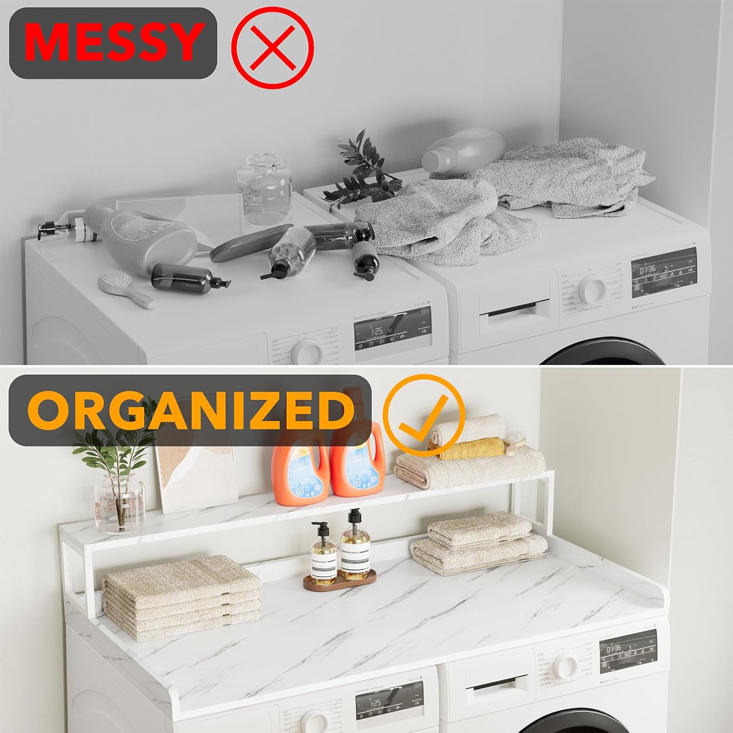 SpaceAid 2-Tier Washer Dryer Countertop, Laundry Topper with Rack Shelf 54