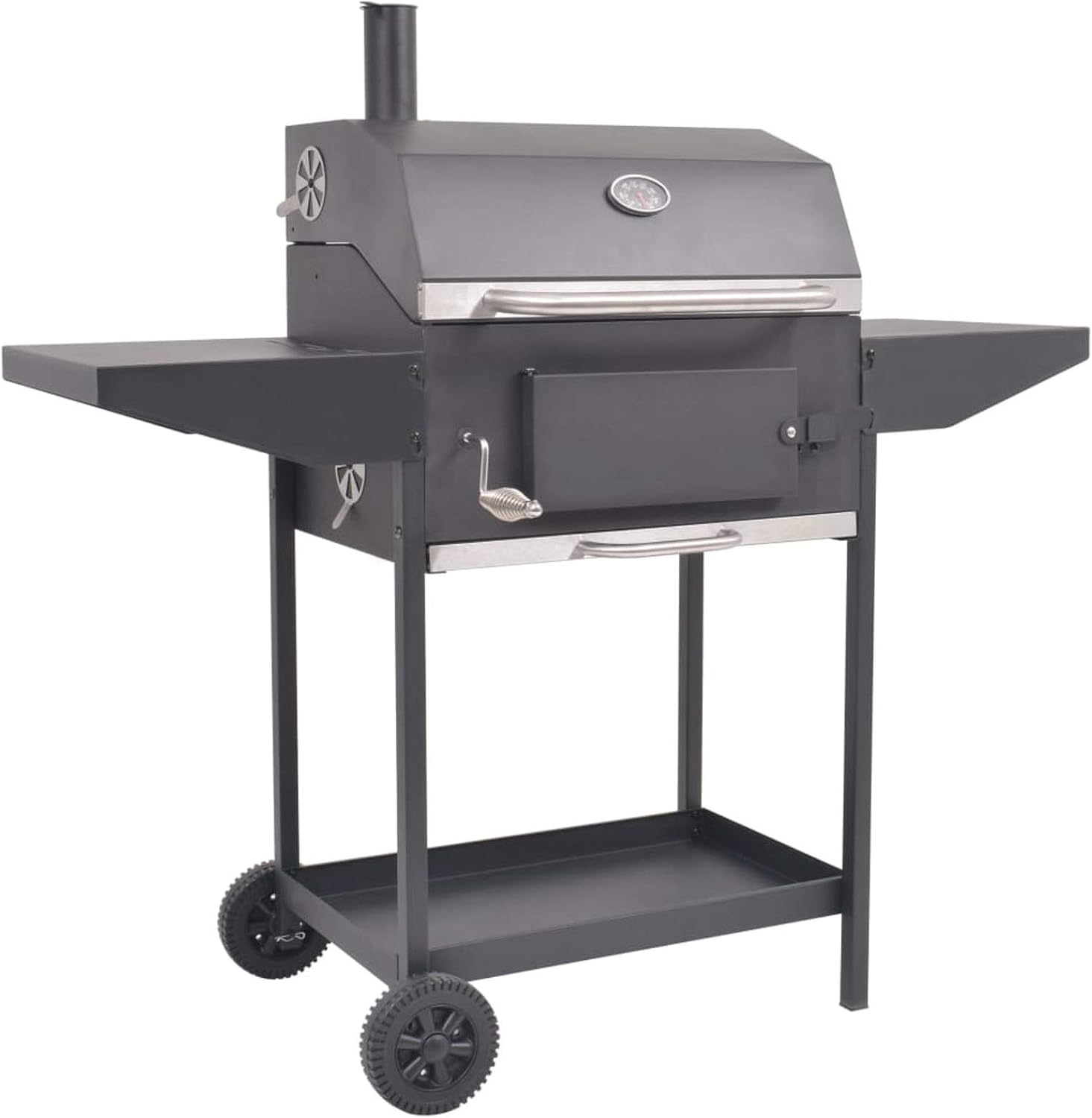 BBQ Charcoal Smoker with Bottom Shelf Black for Patio Backyard Garden Camping Bonfire