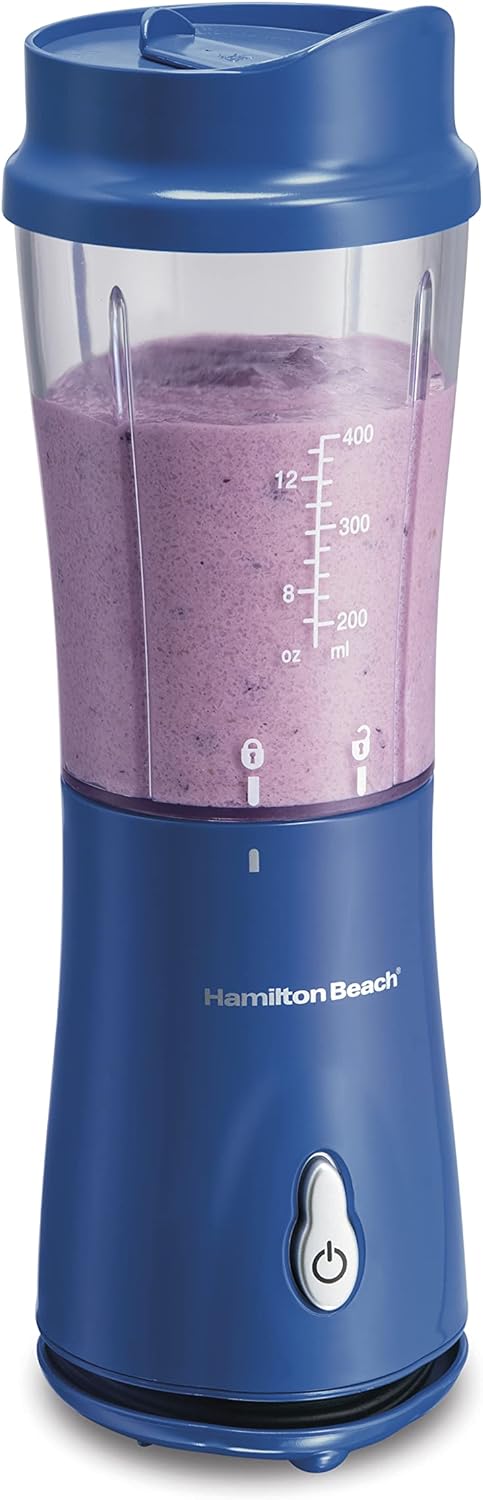 Hamilton Beach Power Elite Blender for Shakes and Smoothies with 3-Cup Vegetable Chopper Mini Food & Portable Blender for Shakes and Smoothies with 14 Oz BPA Free Travel Cup and Lid