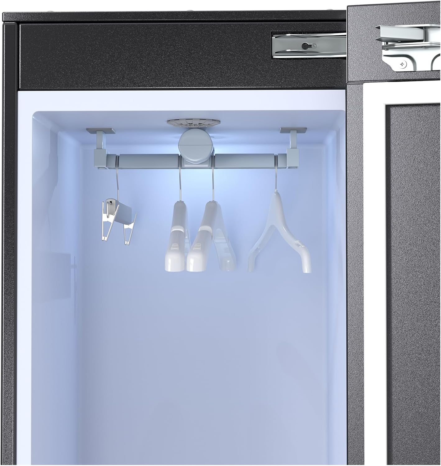 Equator 7.6cf Smart Steam Dryer Closet 4 Moving Hangers Quick20 Refresh Wrinkle Free in Black