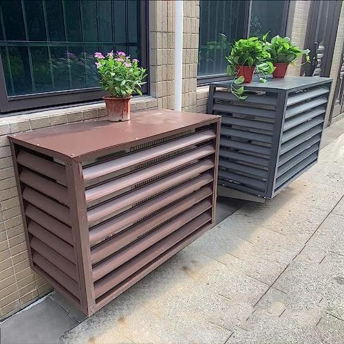 Outdoor Air Conditioning Cover, Aluminum Condenser Protective Cover, Grilles For AC And Heat Pumps, Mini Split Air Conditioner Cover For Outside Units, Freestanding Louvered Space Divider ( Color : Br