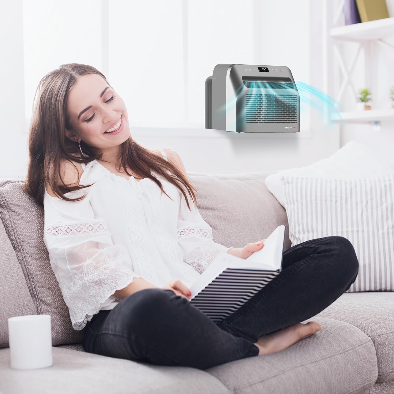 FOGATTI RV Window Air Conditioner, 6500 BTU Cools up to 120Sq.ft, 4-in-1 AC Unit with Remote Control, Suitable For RV and House-workshop, included Window Installation Kits (Silver Grey)