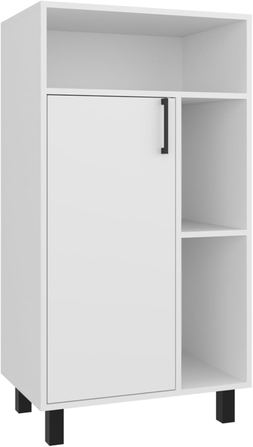 espidoo Bryce Base Cabinet White: Modern Compact Organizer with Door & Shelves - Sturdy Engineered Wood Storage for Kitchen & Laundry Room - Extra Prep Area & Appliance Space
