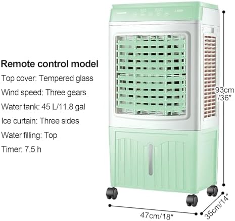 Swamp Cooler Air Conditioner, 3-IN-1 Evaporative Air Cooler with 11.8 Gal Water Tank, 3 Modes, 3 Speeds, Remote, 12H Timer, for Bedroom Home Office
