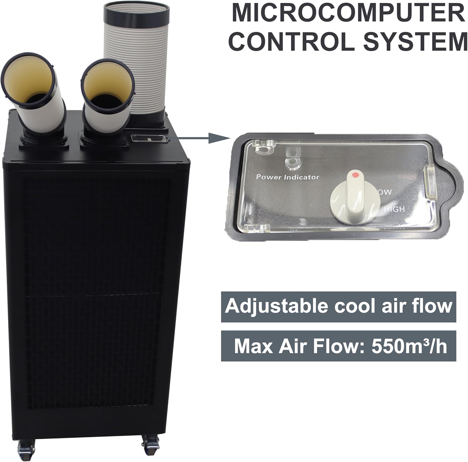 TECHTONGDA Industrial Spot Cooler Air Conditioner Commercial Mobile Outdoor Cooling Machine Aircon Double Outlets 550m³/h