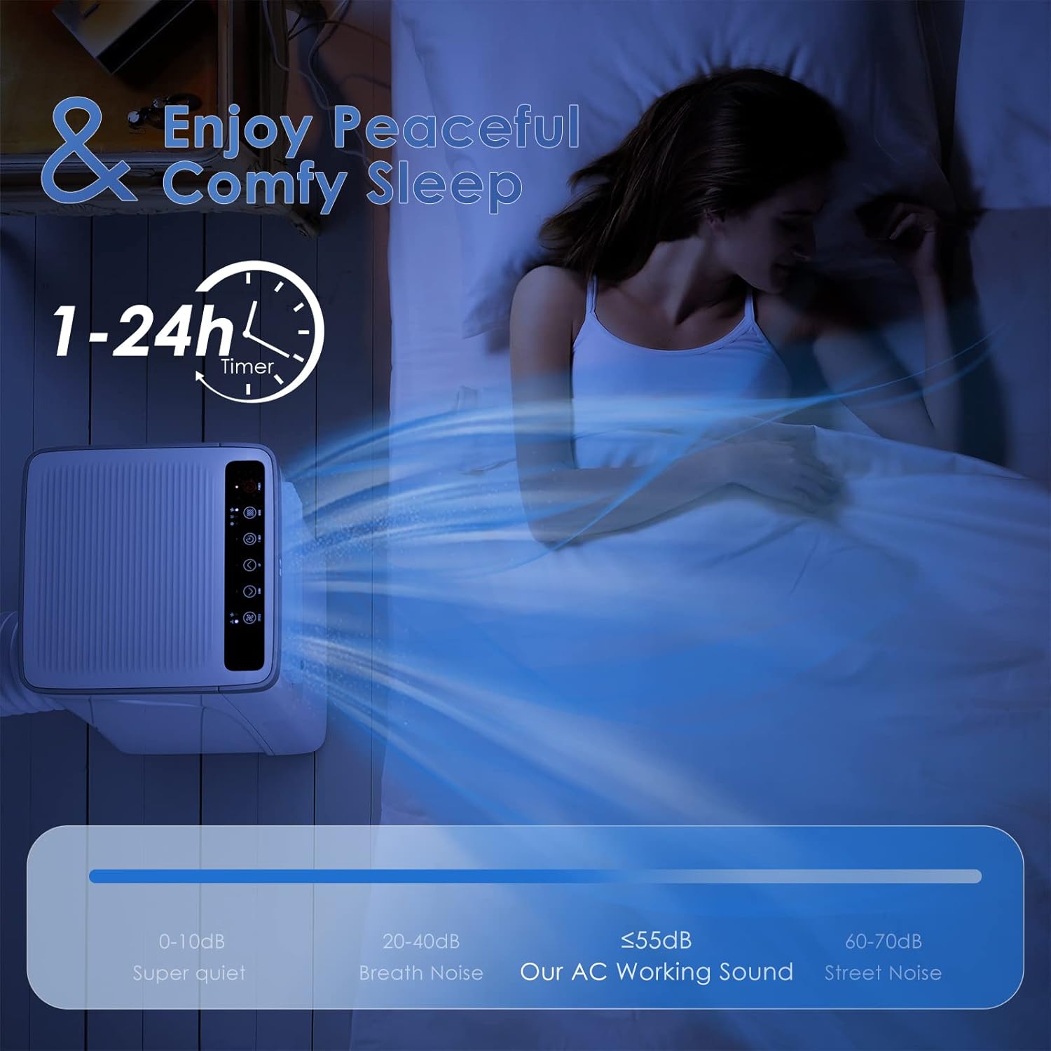 COSTWAY Portable Air Conditioner, 8000 BTU Air Cooler with Fan & Dehumidifier Mode for Rooms up to 230 Sq.Ft, Quiet AC Unit with Sleep Mode, 2 Fan Speeds, 24H Timer, Remote Control (8000BTU)