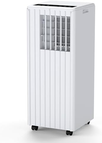 8000 BTU Portable Air Conditioner – 3-In-1 Cooling, Fan & Dehumidifier with Remote Control, Quiet Indoor AC Unit for Bedroom, Dorm & Small Rooms, Easy Installation with Window Kit