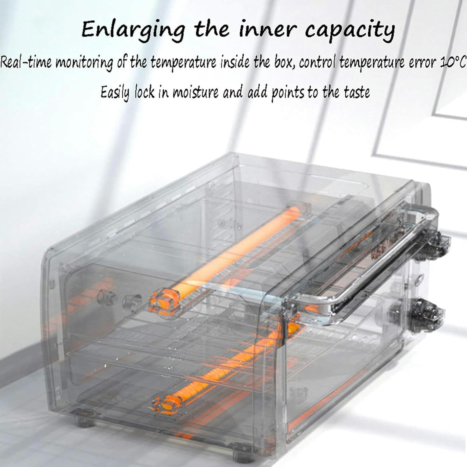 AMNOOL Household Intelligent 12L Electric Oven，Multifunctional Large-Capacity Chicken Oven Microwave Oven with Bakeware Pizza Baking Mini Oven Red Useful-1*