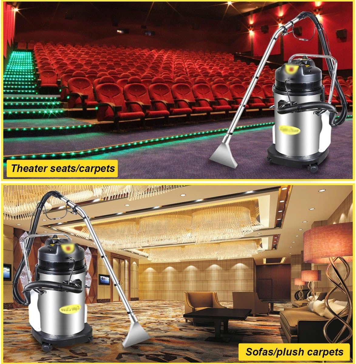 Commercial Carpet Cleaner Machine, Portable Carpet Cleaner Machine, Extractor Vacuum Washing Machine, Heavy Duty Wet Dry Carpets Cleaner Machine for Rugs Couch Curtain Car Detailing Deep Cleaning(40L)