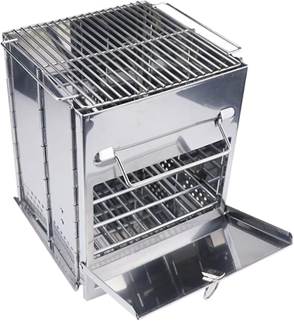 Outdoor Charcoal s Barbecue Portable Charcoal Foldable Handle Silver Barbecue Camping Outdoor Cooking