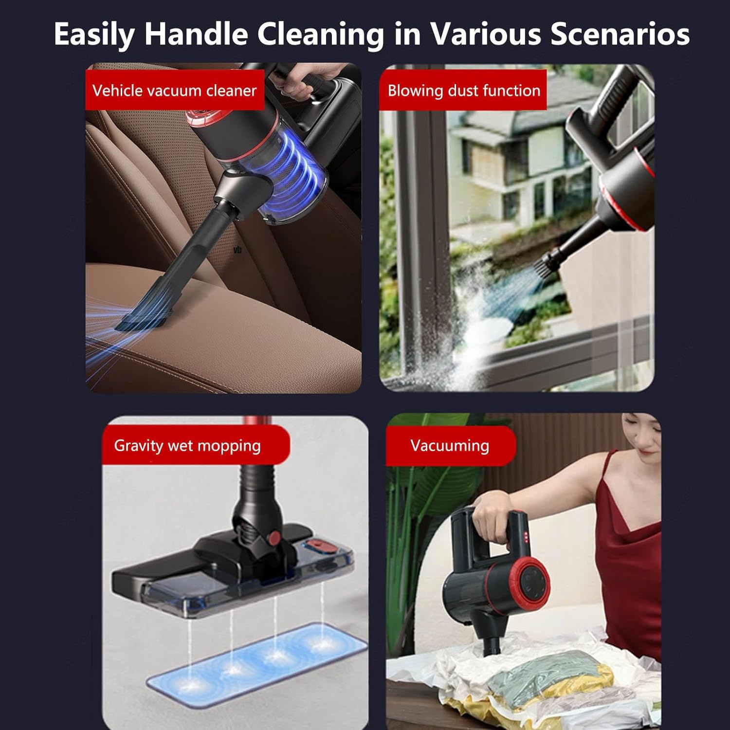 Lightweight and Versatile Vacuum and Mop Combo 18Kpa, 35mins Runtime, Rechargeable, Hand Held Vacuum Cordless Self-Standing Cordless Vaccuum for Carpet, Hard Floor, Pet Hair,White