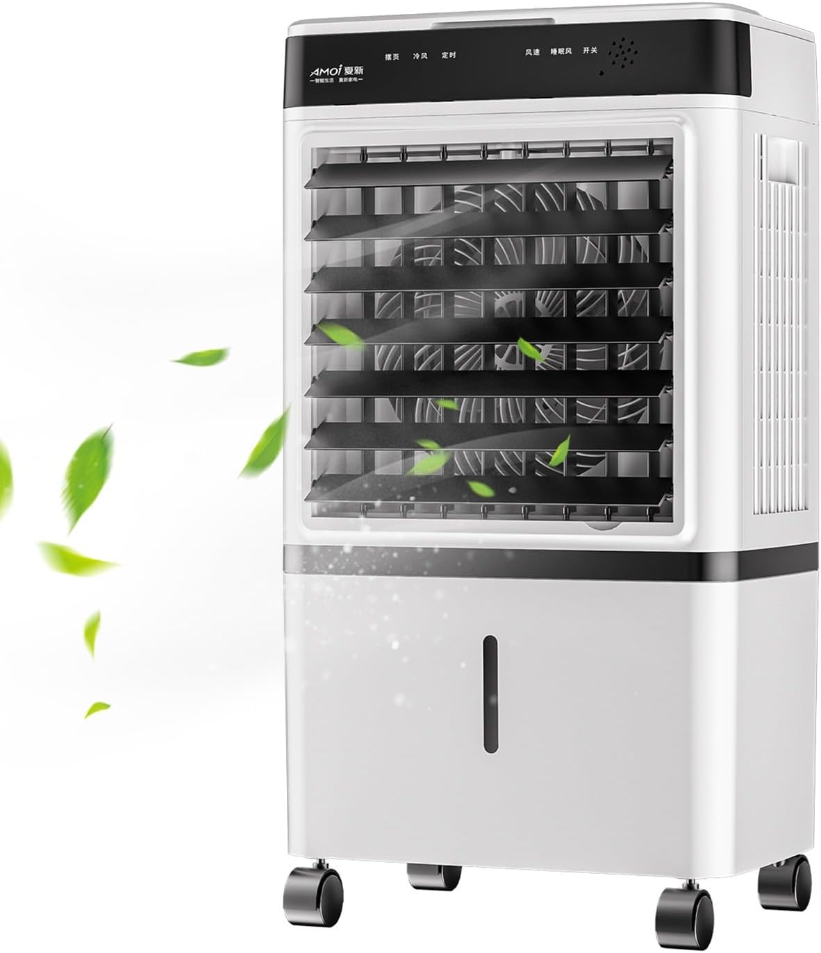 Cooling Fan/ Evaporative Air Cooler with Remote, Portable Air Conditioners Fan, Swamp Cooler with 14L Tank, 3 Speeds, 12H Timer, Tower Fan for Room Office Garage Indoor Outdoor Use(65cm(25.59in))