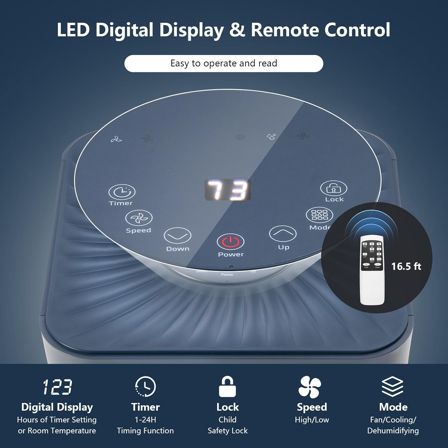 ARLIME Air Conditioner Portable, 10000 BTU Cools up to 350 sq. ft, Portable AC Unit with Fan & Dehumidifier, 2 Speed, Child Lock, 24H Timer, LED Display, Air Cooler for Living Room, Bedroom, Office