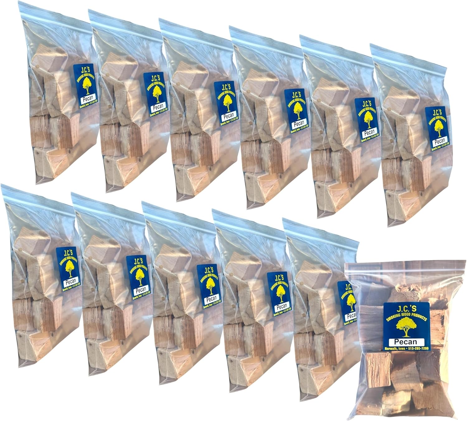 J.C.'s Smoking Wood Chunks - Gallon Sized Bag - Pecan 12PK