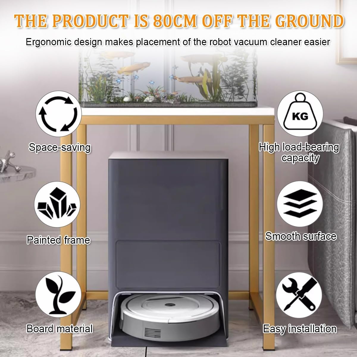 Robot Cabinet with Acrylic Doors Robotic Vacuum Cleaner, Robot Vacuum Hidden Cabinet Accent Side Tables for Living Room, Bedroom, Bathroom, Balcony, Save Space(Natural)