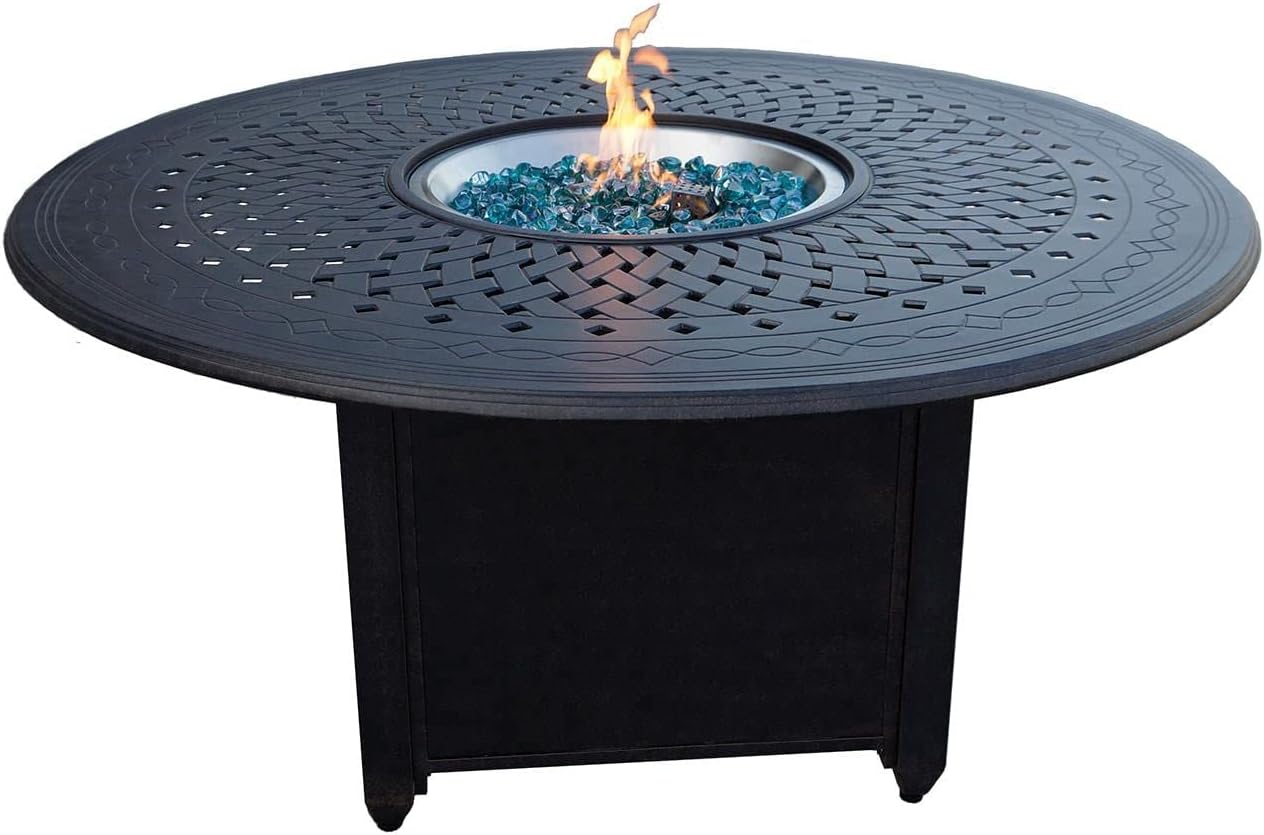 Darlee AC Series 60-Inch Round Propane Fire Pit Dining Table