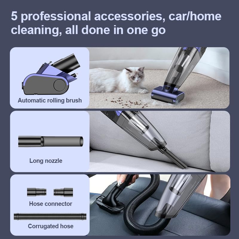 Handheld Vacuum Pet Hair Cordless 10400mah High Power Car Couch Vacuum Rechargeable Portable Hand Held Vacuum Cleaner Machine for Car Home Office & Pet