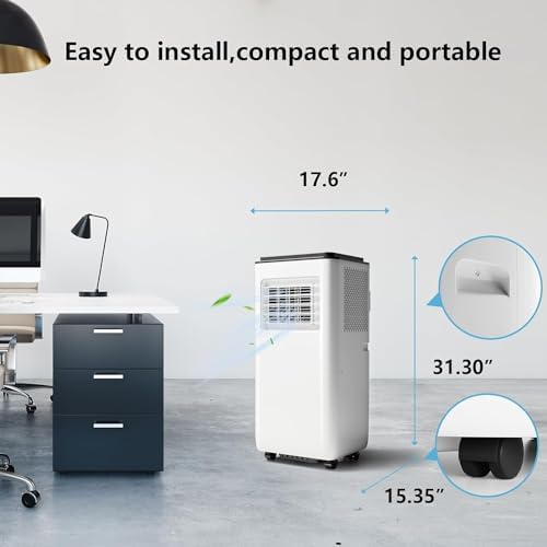 Portable Air Conditioner, 8000 BTU Air Conditioner with Remote Control,Quiet AC Unit with Cool, Dehumidifier & Fan Mode, 24 Hour Timer, Room Cooling Up to 350 sq ft