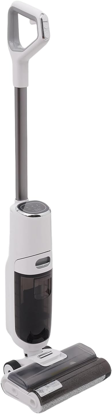 Wet Dry Vacuum Cleaner with LED Screen and Voice Broadcasting Function, 250W 25000Pa Cordless Hardwood Floor Cleaner, Freestanding Cleaning Vacuum Mop for Rooms, Pet Room, Kitchens, Bathrooms