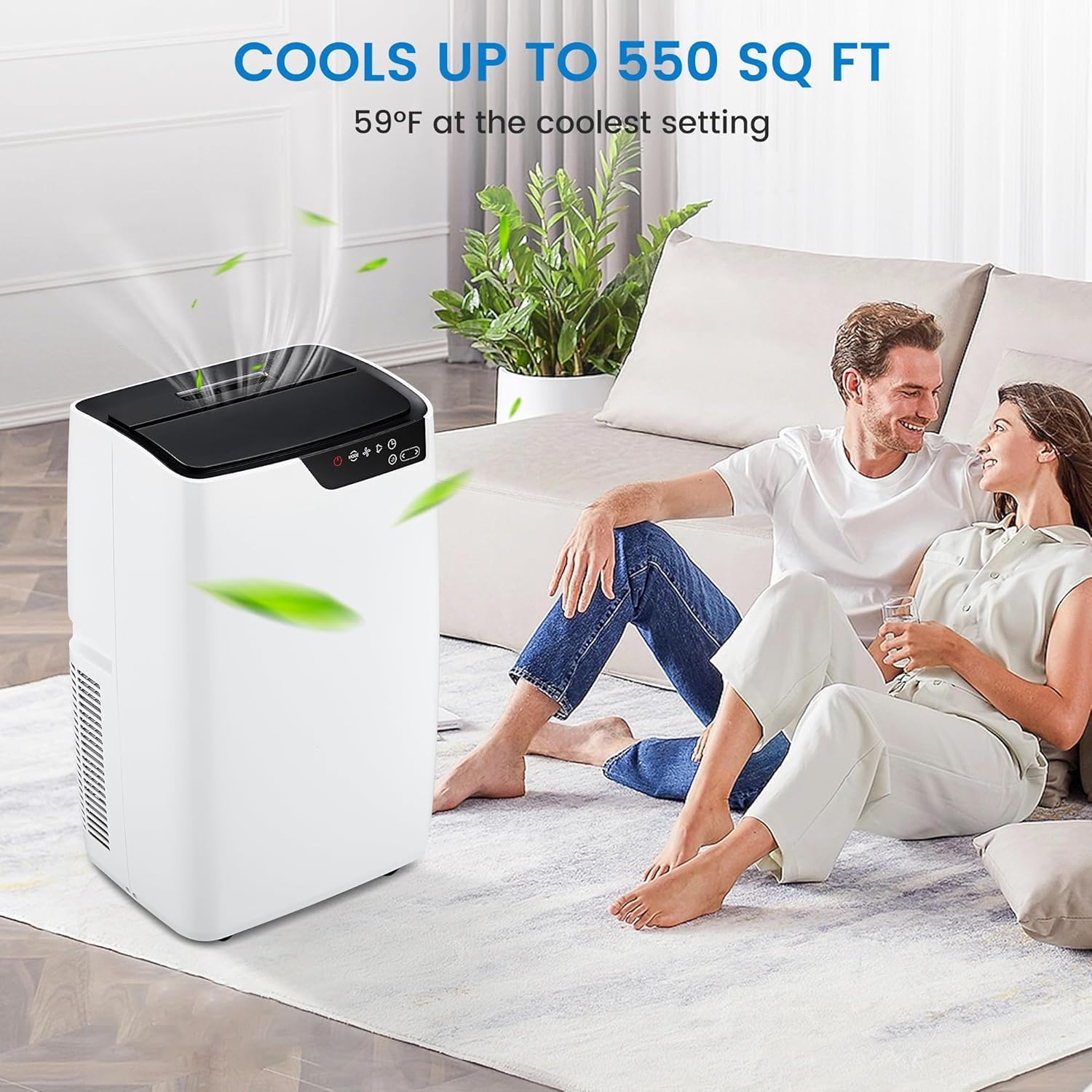 12000 BTUs Portable Air Conditioners, 3-in-1 Portable AC Unit with Fan & Dehumidifier, Cools Room up to 550 Sq.Ft., Remote Control & 24H Timer, Smart/Sleep Mode, Windows Kit Included