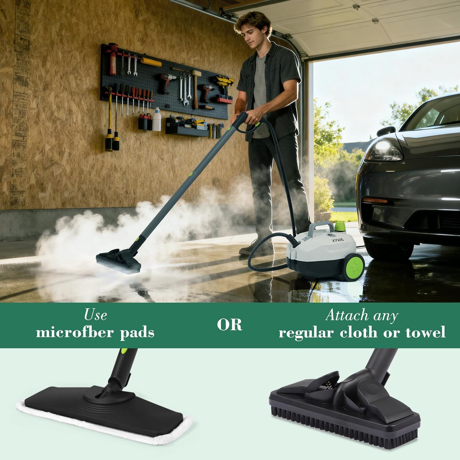 Steam Cleaner 1500W 35 Minute Runtime Multipurpose Powerful Heavy Duty Steamer Cleaning 22 Accessories 16.4ft Power Cord 1.5L Capacity for Home & Commercial Personal Car Detailing
