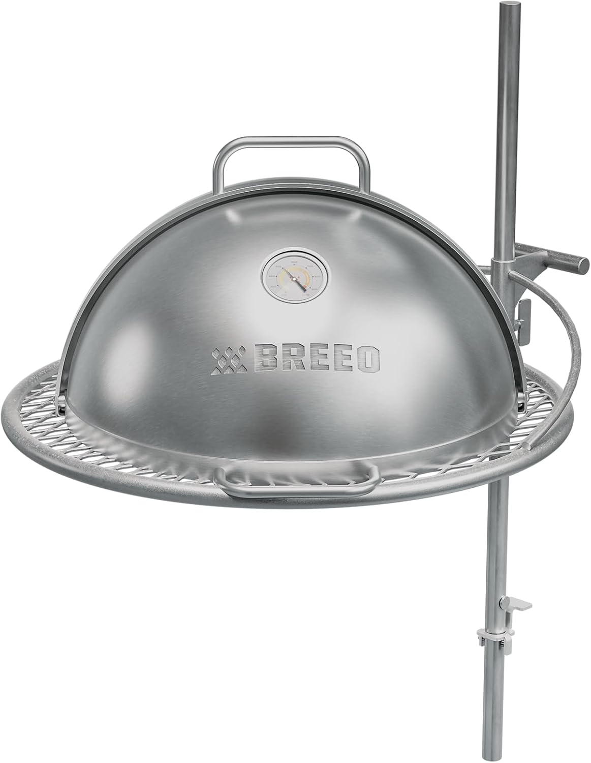 Breeo Grill Dome and Outpost Grill Bundle – Hinged Stainless Steel Dome w/Built-in Thermometer, Griddle Accessories Kit, Outdoor Set for Live-Fire Cooking – Fits X/24, X/30 Series