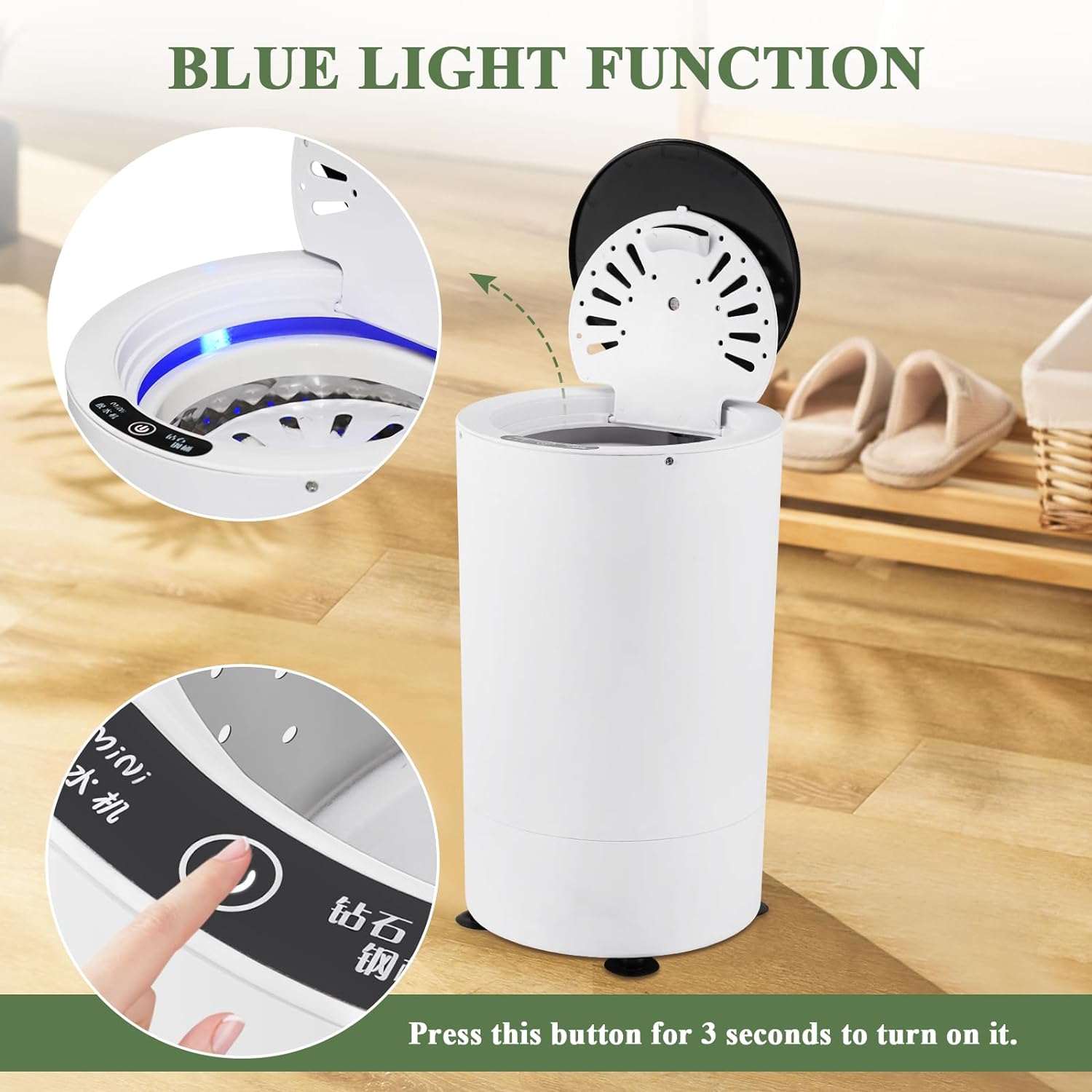 Meticuloso Compact Electric Spin Dryer 110V, Portable Mini Laundry Dryer for Apartments, Schools, Dorms, RVs, Camping