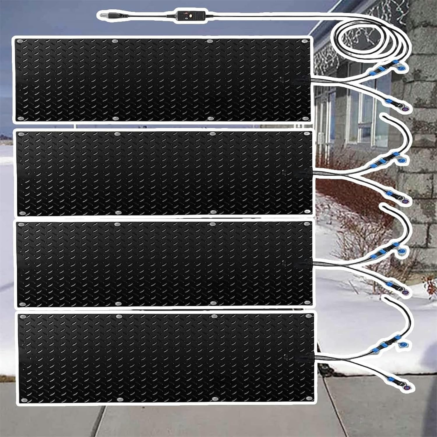AMNOOL Snow Melting Walkway Mat Roof Heat Panel for Ice Dams Non Slip Rubber Heated Mat Black Roof Heated Outdoor Mats for Winter