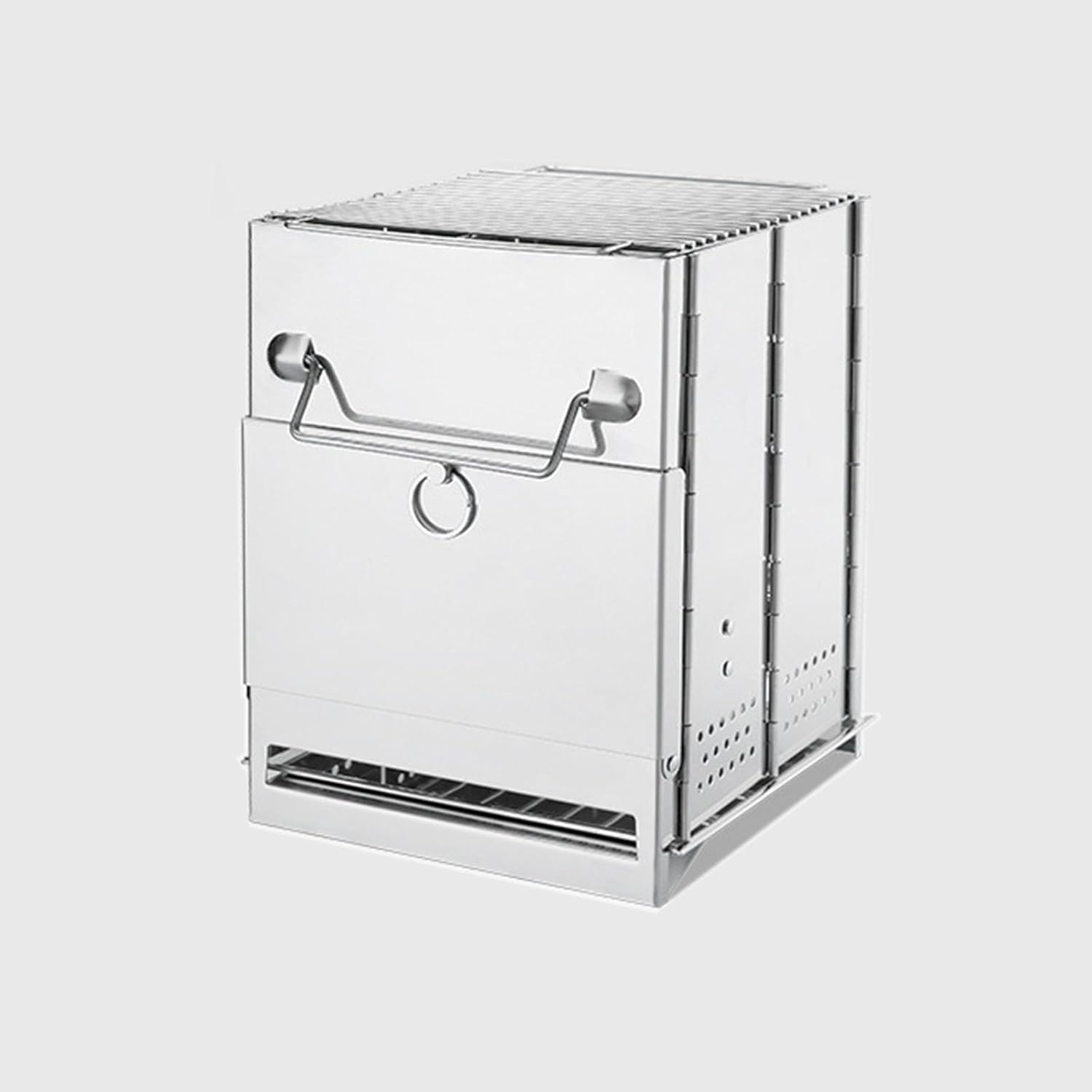 Backyard Wood Burning Stove Stainless Steel Folding Wood Burning Stove Small Fire Pit for Camping Bonfire Barrel Outdoor Easy to Carry Applicable to Home and Garden.(21x20x27CM/8.3x7.9x10.6IN)