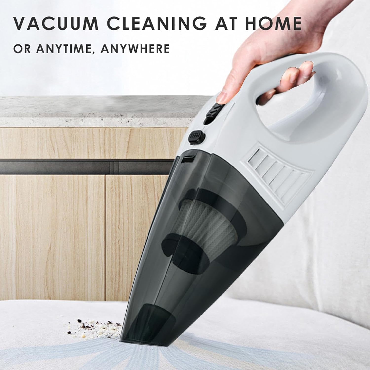 Car Handheld Vacuum Cleaner, 6000pa High Power Rechargeable Vacuum Cleaner, Lightweight Handheld Vacuum Cleaner Portable Wireless Charging Vacuum Cleaner for Bed Sofa Desk Car, 1, White 1