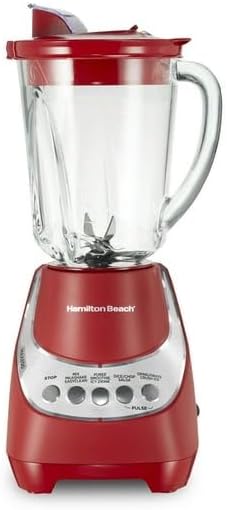 Wave Action Quiet Blender, 48 oz. Glass Jar, 12 Blending Functions, Red, 53531F,ICE-CRUSHING POWER WITH STAINLESS STEEL ICE SABRE BLADES AND 800 WATTS