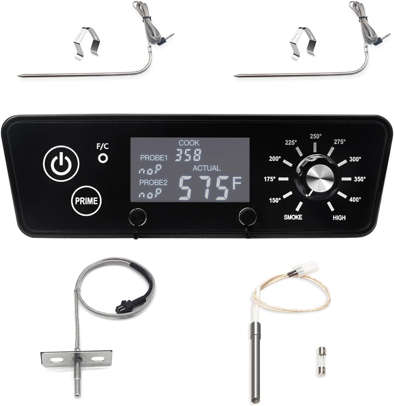 Digital Thermostat Control Board Kit Replacement for Pit BOSS 3 Series Vertical Pellet Smoker with LCD Display, Equipped with Hot Rod Ignitor, RTD Temperature Probe Sensor and Meat Temperature Probes