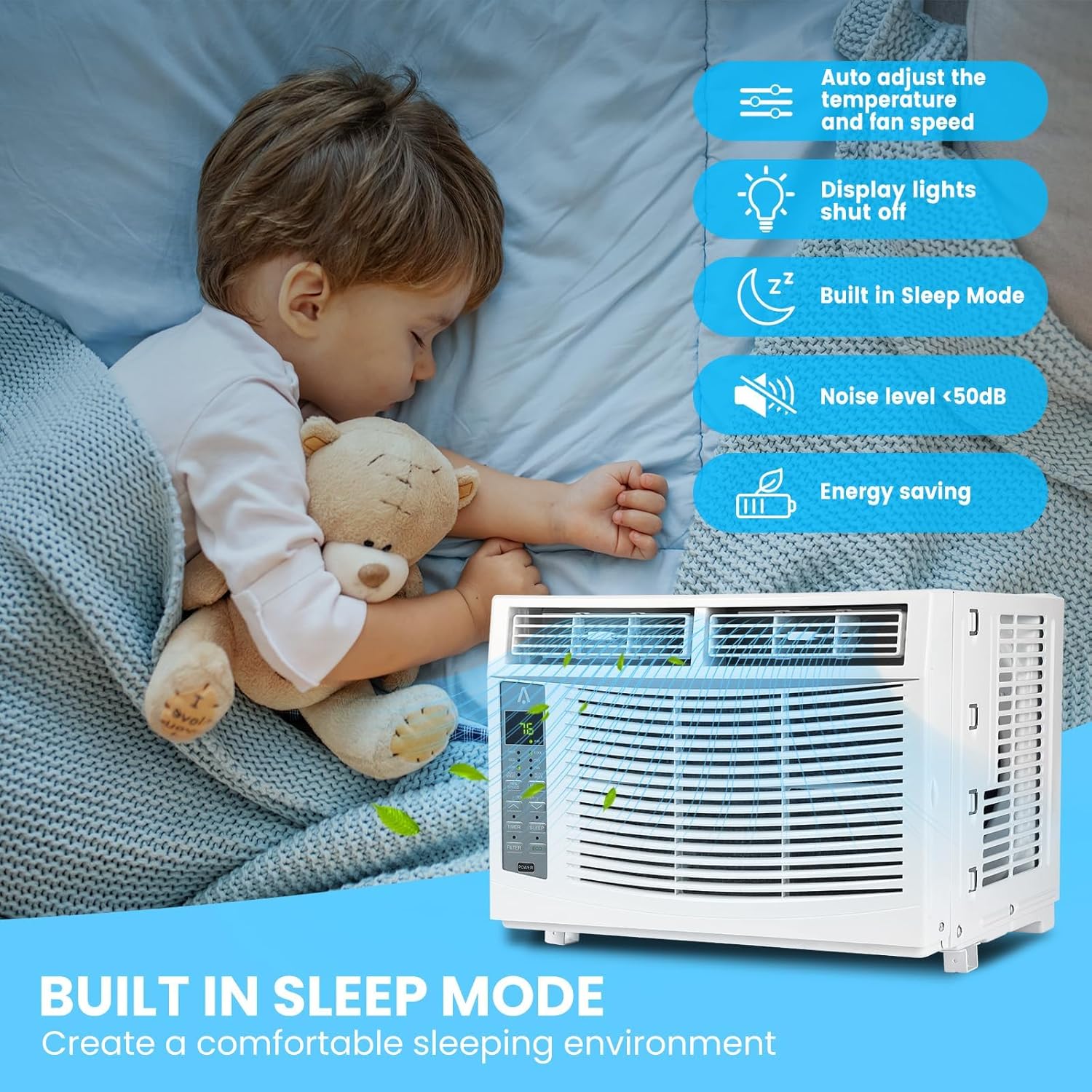 6000 Btu Window Air Conditioner Units, Fast Cooling 250 Sq.Ft. 110v Air Conditioner Window Unit With Remote Controlled, App Controlled, 50db Low Noise,6000 Btu Window Ac Unit For Room