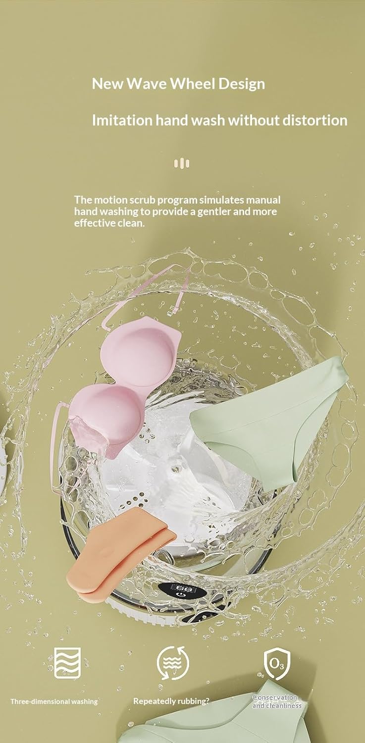 Mini Lavadora, Portable Mini Washing Machine, 3000mAh Rechargeable Wireless, Portable Small Wireless Washing Machine for Home Use, for Underwear, Small Loads, Baby Clothes (White)