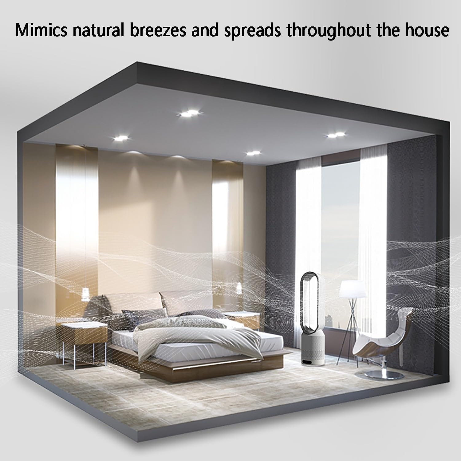 Tower Fans for Bedroom, Bladeless Fan, oscillating Pedestal Fan,Office Air Circulation Fan，with Remote Control and Timer Function, no Fan Blade, Safe to use;(Gold)