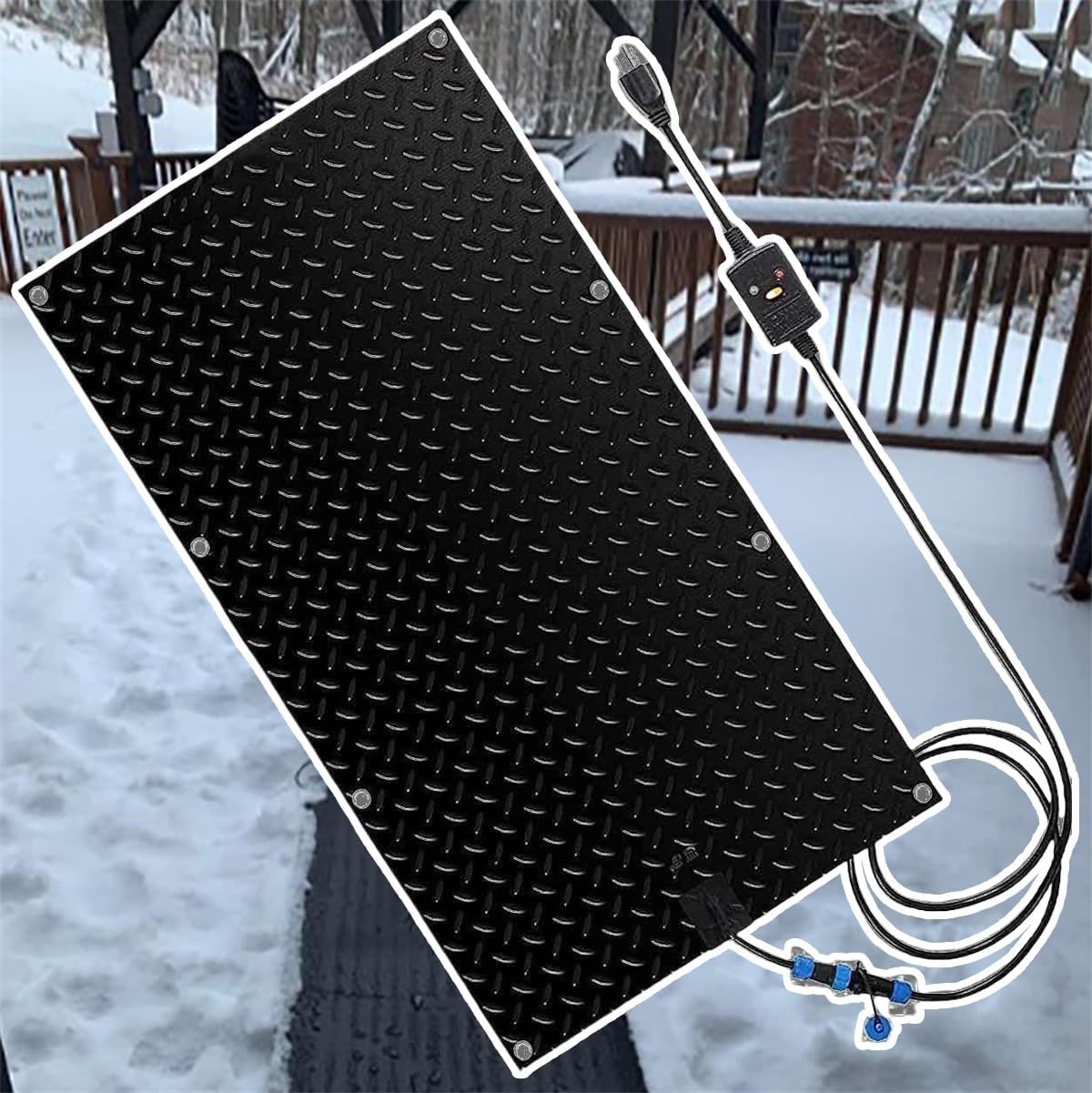 Outdoor Heated mat Walkway Snow Melting mats,12/15.7/20/23.6in Width Outdoor Stairs- with Power Cord for Entrances Melting Mats Outdoor Stairs Non-Slip Winter Removal and Ice Melt(60x360cm/(23