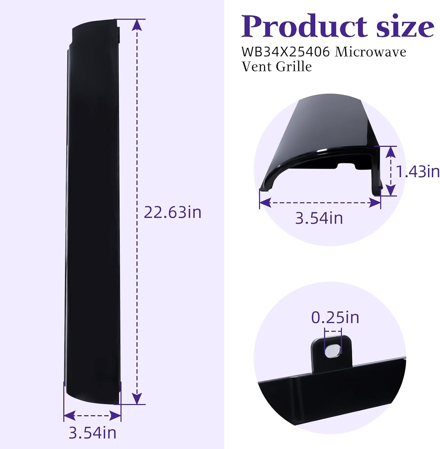 WB34X25406 Microwave Vent Grille, WB34X25406 Top Vent Grille, WB34X25406 Microwave Vent Kit Compatible with GE Replaces JVM3162RJ1SS, JNM3163DJ1BB, JNM3163RJ1SS, JNM3184DP8BB