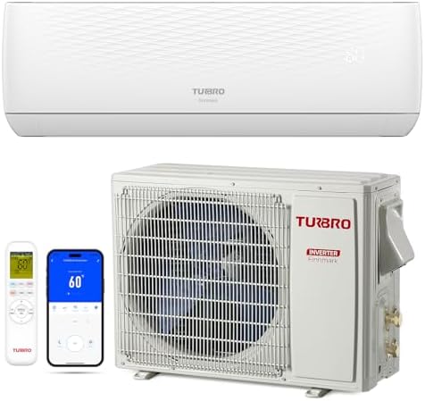 TURBRO 18,000 BTU Ductless Mini Split AC with Heat Pump, Inverter Compressor, 19 SEER2, 230V, R32 Refrigerant, Pre-charged Evaporator, WiFi-Enabled, Works with App, AHRI Certified, Finnmark Series