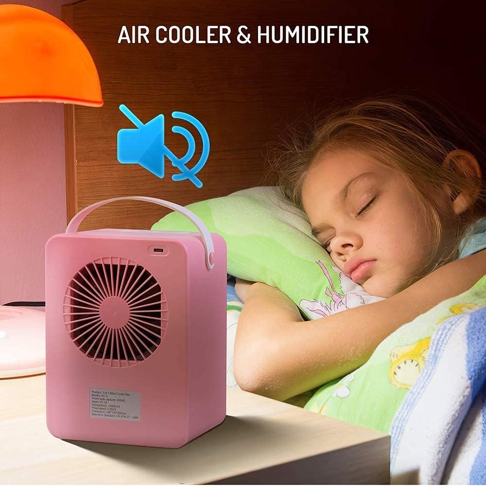 Portable Air Cooler, Mini Silent Air Conditioner, 3-speed Wind Adjustment, Usb Powered Humidifying Fan, Detachable Water Tank Design