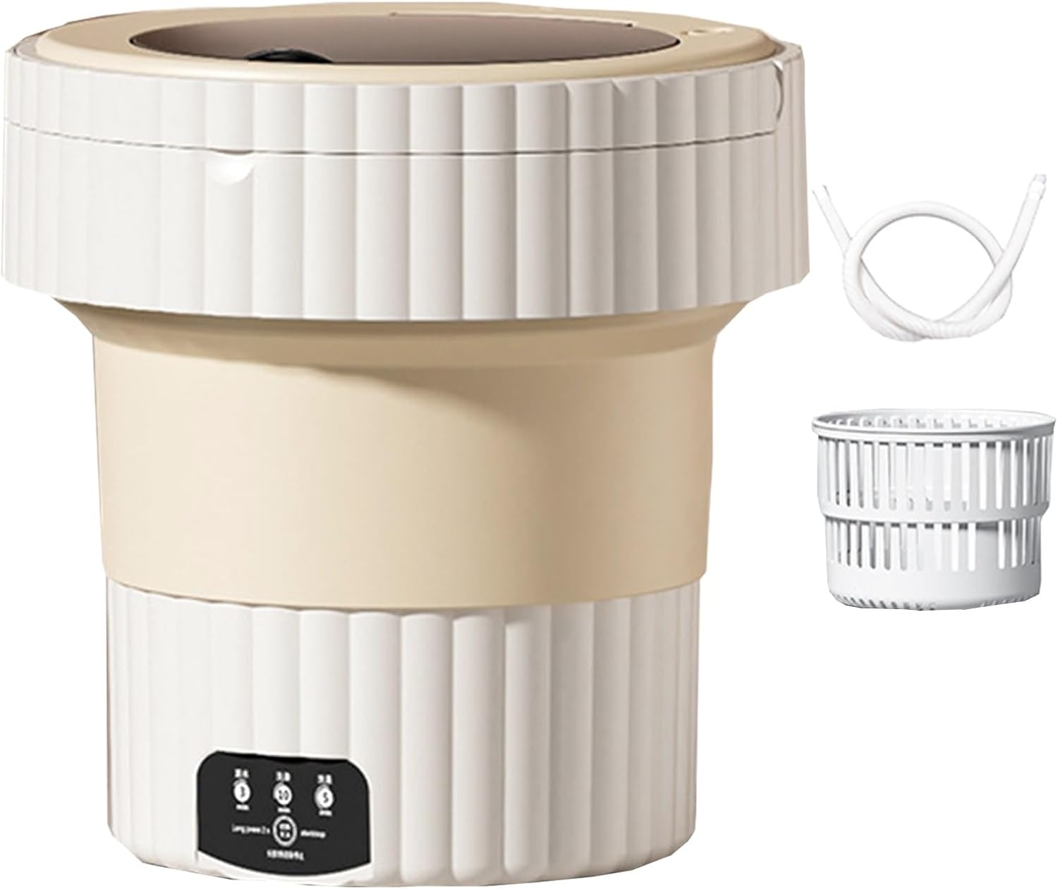 Portable Washing Machine, Foldable Mini Washing Machine, with Soft Spin Dry and Drainage Pipe, for Apartment, Laundry, Camping, Rv, Travel (Color : Beige)