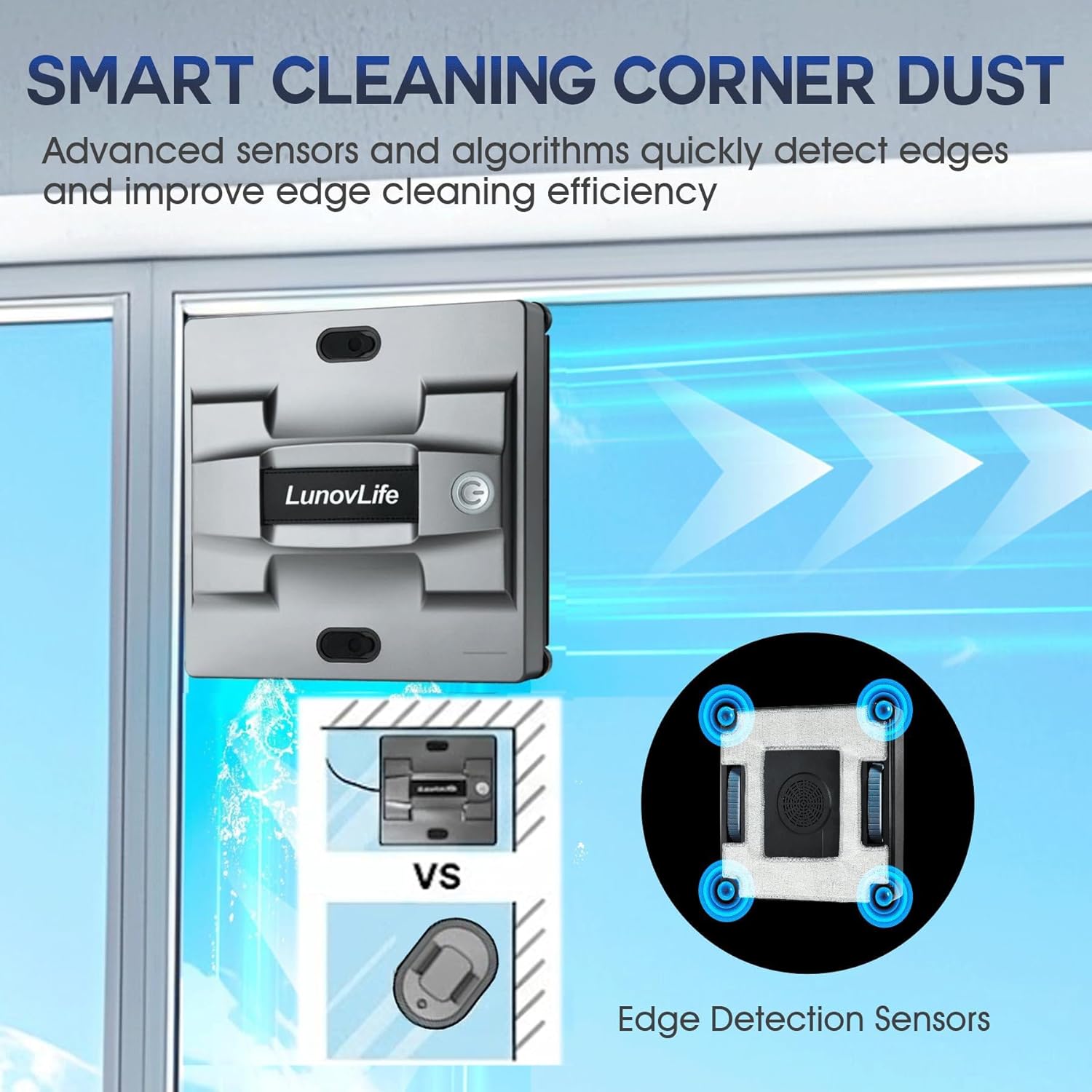 Window Cleaning Robot with 4-Way Water Spray, 5600Pa Automatic Robot Window Cleaner for Inside/Outside High Rise Glass, Smart Electric Vacuum Washer with Edge Detection, Remote Control(Grey)