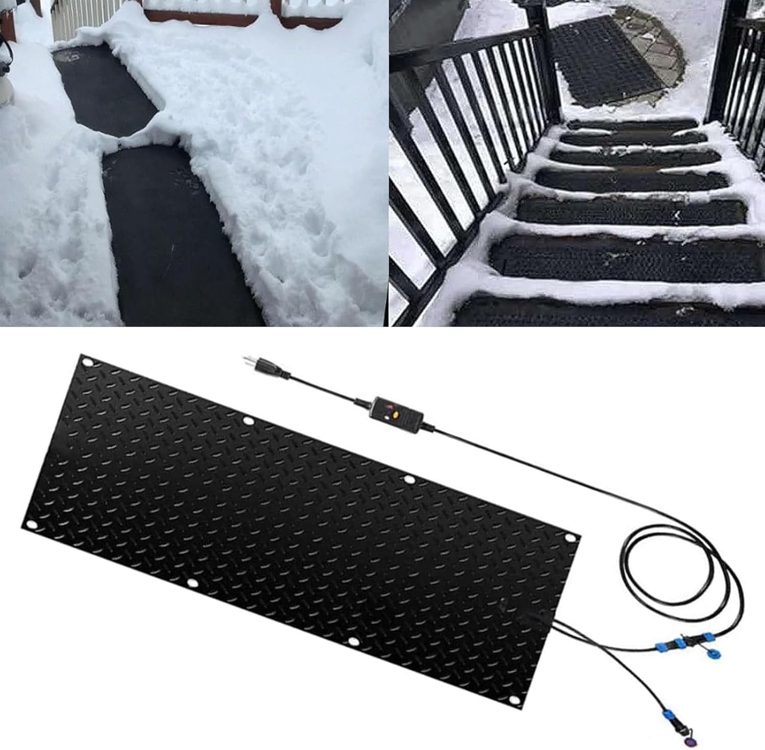 Snow Melting mats Outdoor, Heated Walkway Snow Melting Mats, Heated Snow Melting Mats, Outdoor Stair Treads Non Slip Heating Snow Removal, for Winter, Steps, Doorways(1 Pcs,30x90cm/12x36in)
