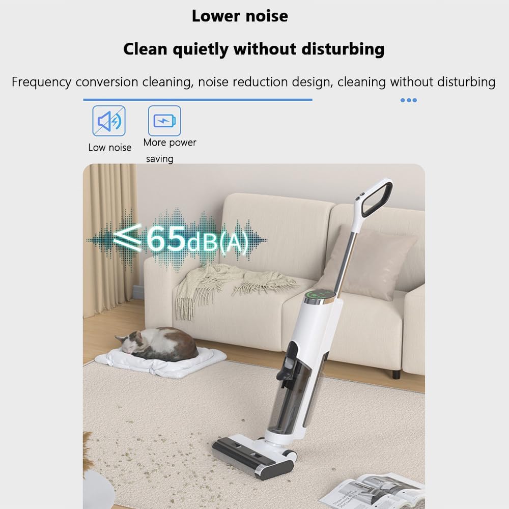 Household Floor Scrubber,Wet and Dry,850ml Clean Water Tank,600ml Sewage Tank,16kpa Suction Washing and Mopping Machine,Cleaning Machine,Suitable for Cleaning Floors,Dust,Oil,Debris,White (Grey )