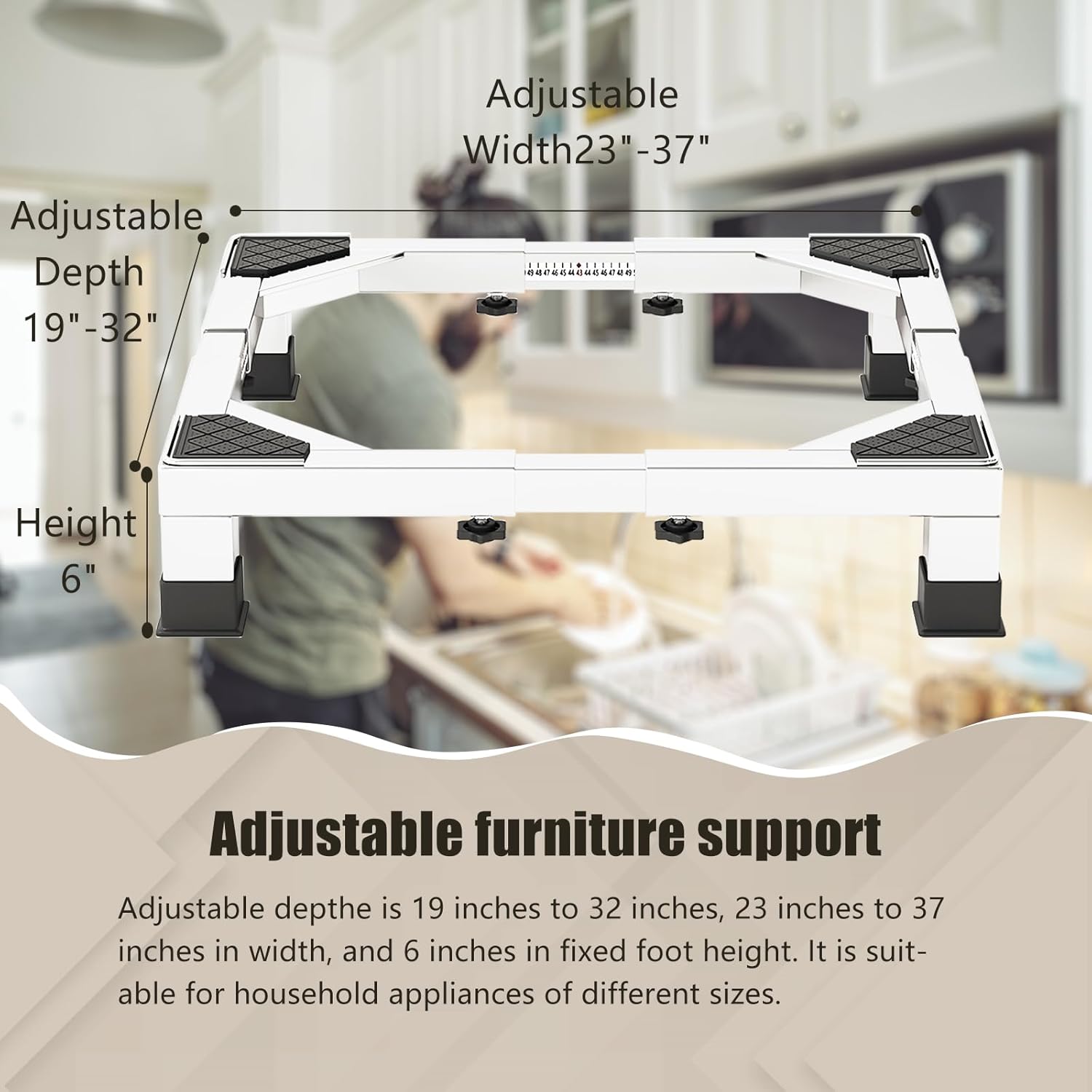 Heavy duty All Stainless Steel Mini Fridge Stand Washer and Dryer Stand with 4 Strong Feet Heavy Duty Washing Machine Stand Base&Appliance Universal Base（Large Stand）